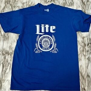 Vintage 80s Single Stitch Made In USA Miller Lite Graphic Print Tee Shirt